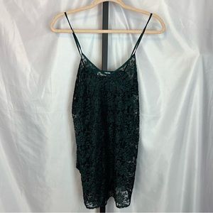 Intimate Affair California Vintage Green Lace Sheer Nightie